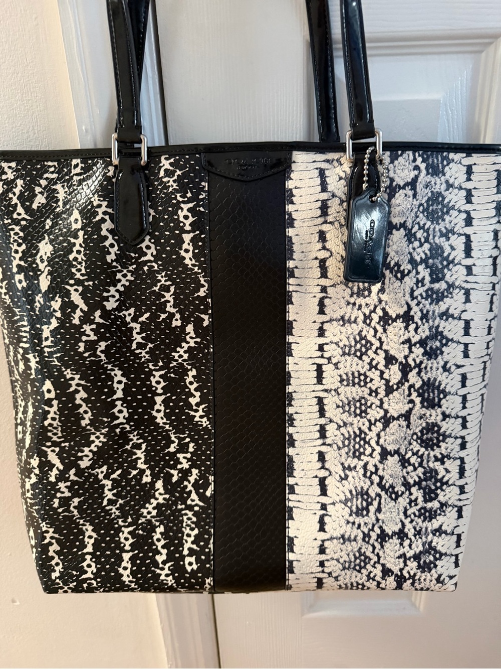 Coach exotic snakeskin mix print tote